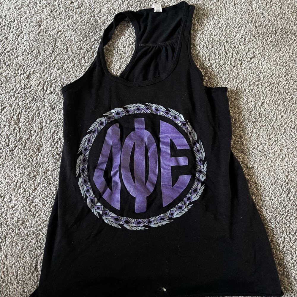 Women's delta phi epsilon Black and Purple Tank Top